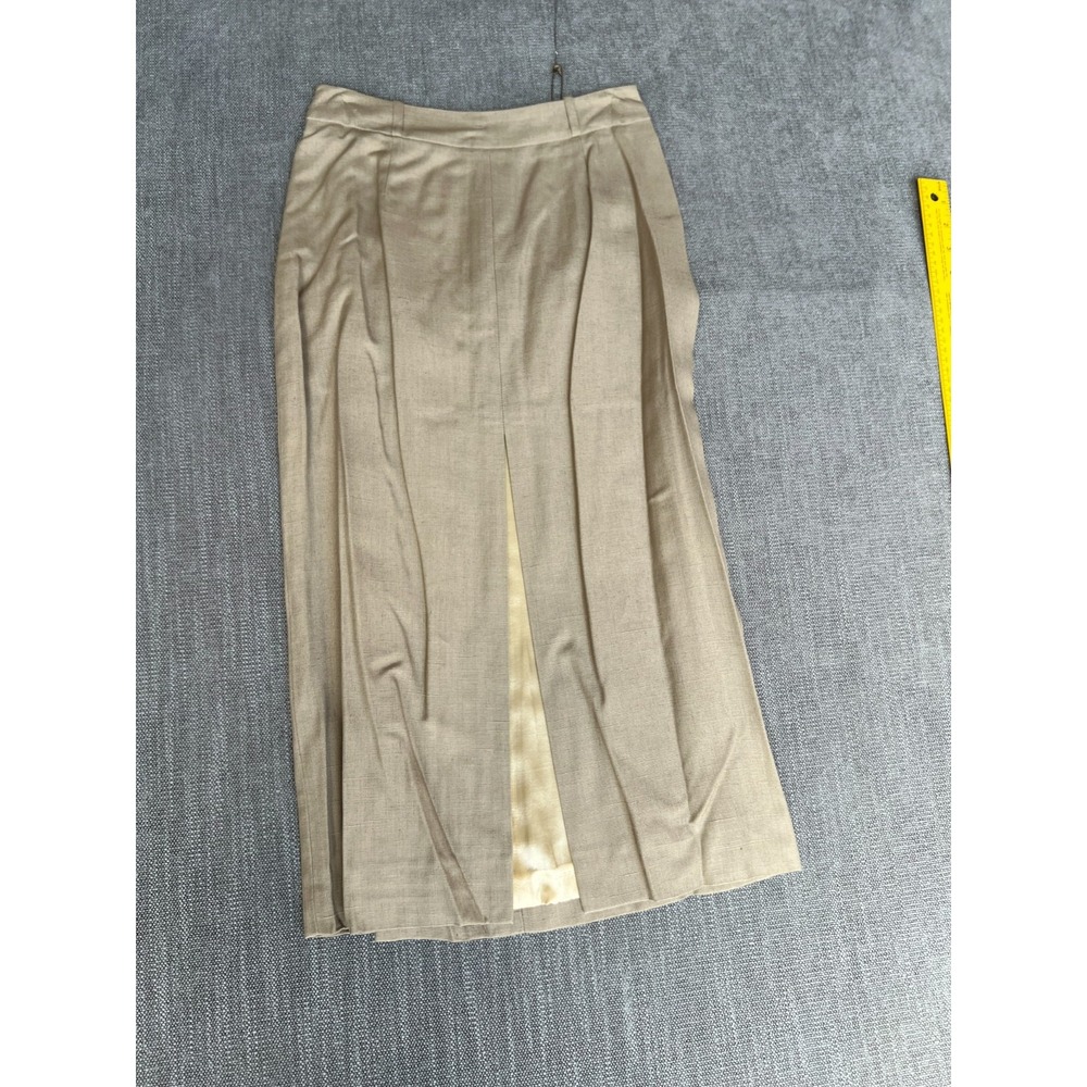 John Galliano Bergdorf Goodman Midi Skirt Womens 2 Beige Linen Blend Silk Lined
